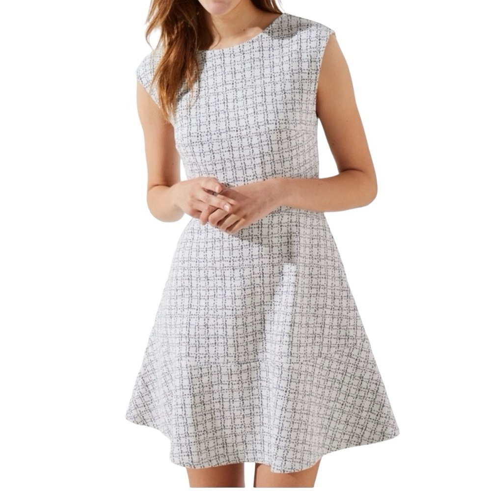 Loft Dress 10P White Plaid Mini